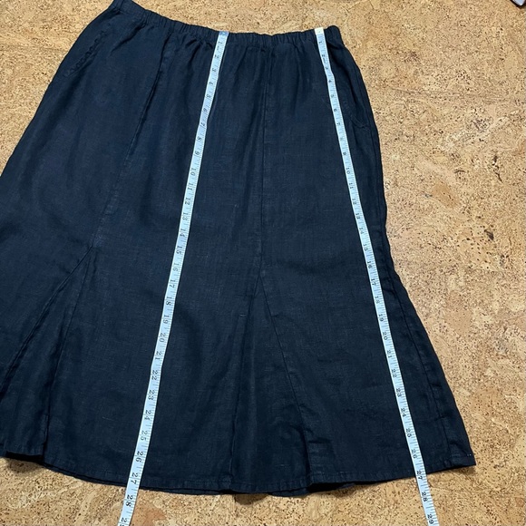 Flax Black 100% Linen Flare Skirt Sz M - Picture 11 of 11